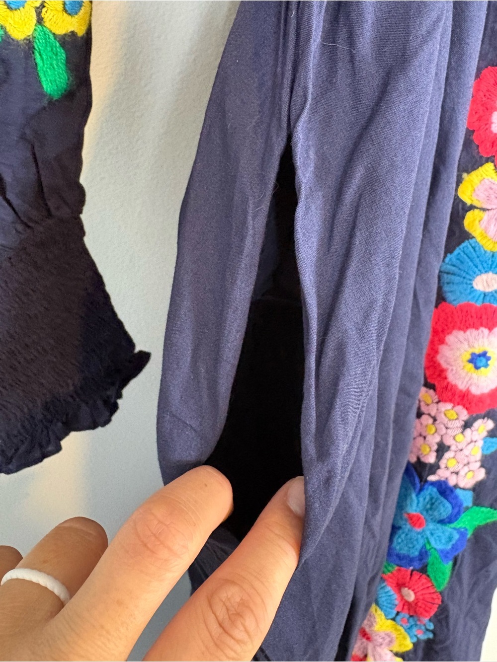 Boden Embroidered Cotton Maxi Dress Sz 6 Navy D002 - Picture 13 of 14